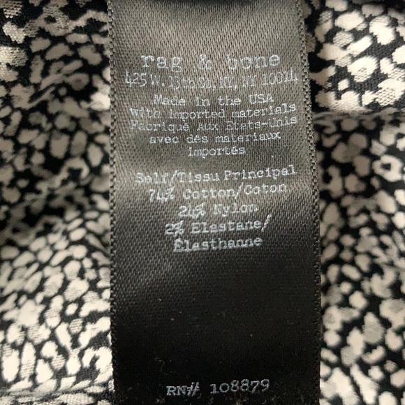 Rag & Bone Simone Leopard Print Skinny Pants Sz 8